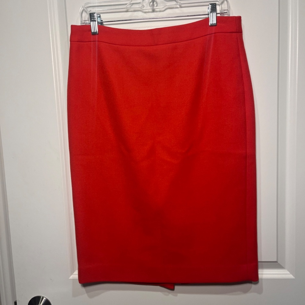 J Crew, Red, No 2 Wool Pencil Skirt, Size 8 TALL